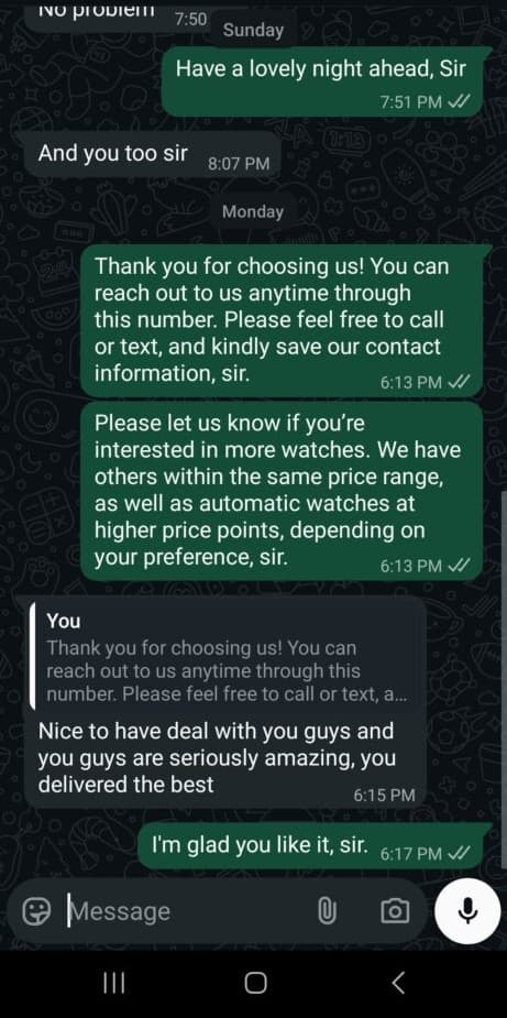 Customer WhatsApp message 6