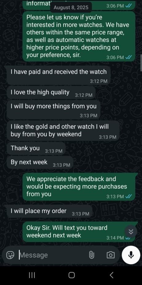 Customer WhatsApp message 3