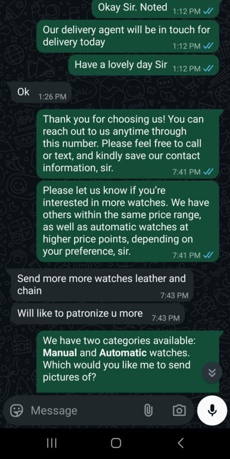 Customer WhatsApp message 4